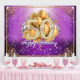 Lila Und Gold Ballon Diamant 50 Geburtstag Hintergrund